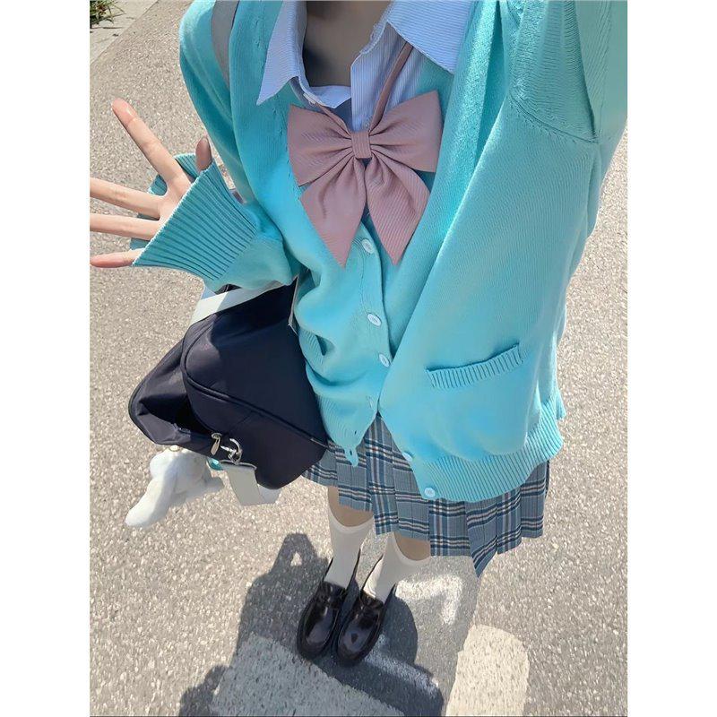 

Women s School Style Loose Knit Cardigan Sweater - New Design, Versatile Long-Sleeve Outerwear Large