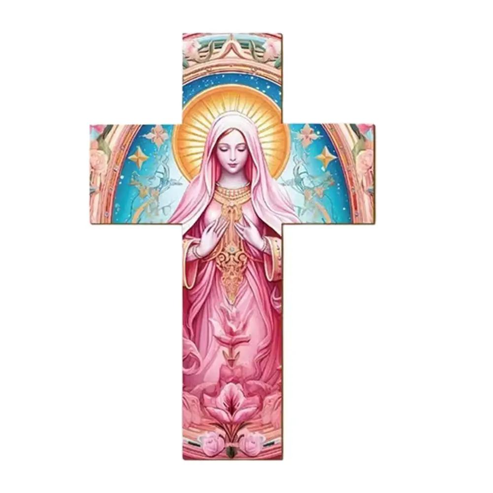 Antiker Holzkreuz Wandkreuz Heimdeko Für Flurwände 30x20cm Flach 2D Holzkreuz Jesus Christlicher Gläubiger Familien Dekora Q0U9