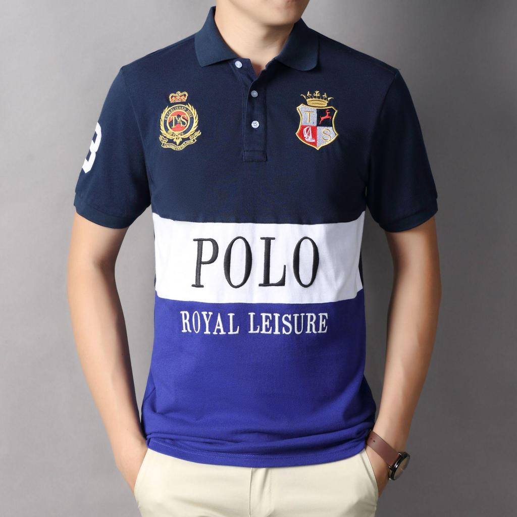 European and American Men's Short Sleeve Polo - British Style Sports Casual Cotton Embroidered Plus Size