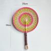 Colorful Striped Patterns Seagrass Woven Fan Vintage Anti-Mosquito Hand Braided Fan Natural Portable Cattail Fan School/Office