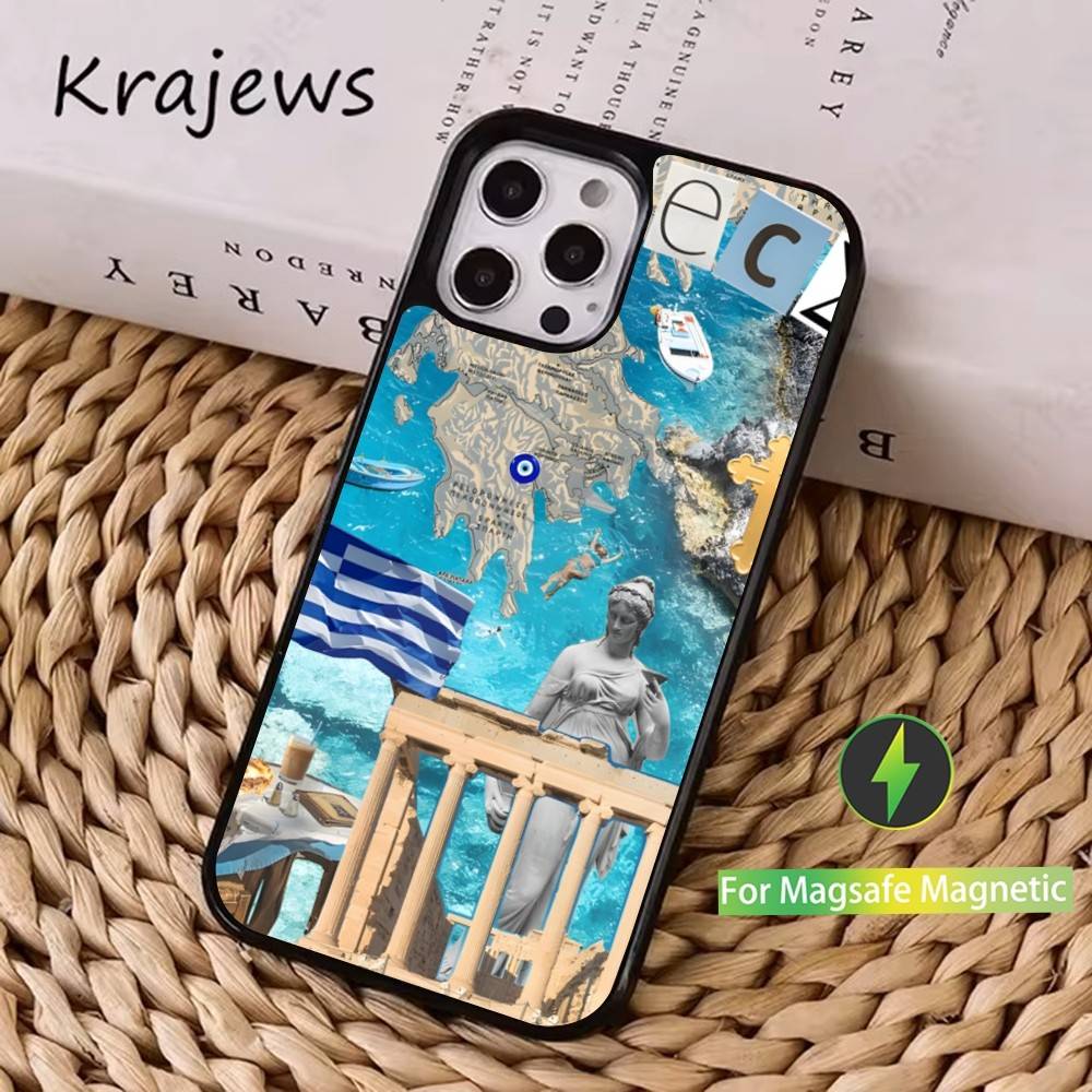 

Greek Love Art Aegean Sea Case For iPhone 16,15,14,17,13,12,11,Pro,Max,Plus,Mini, Magsafe,Magnetic Wireless Charging Case iPhone17air