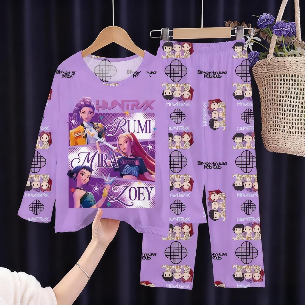 Neues Frühlings-Pyjama-Set Langarm Print Cartoon Jäger Pyjama Set Kinder Jungen Mädchen Nachtwäsche Nachthemd Hausanzug Kleiderset