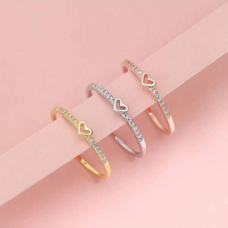 Yun Miao Exquisite Versatile Hollow Heart Fashion Ring