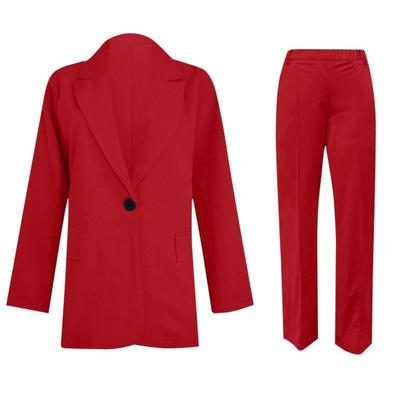 Women Two Piece Business Outfits Notched Lapel One Button Dressy Blazer Pants Suit Set Casual Office Work Set