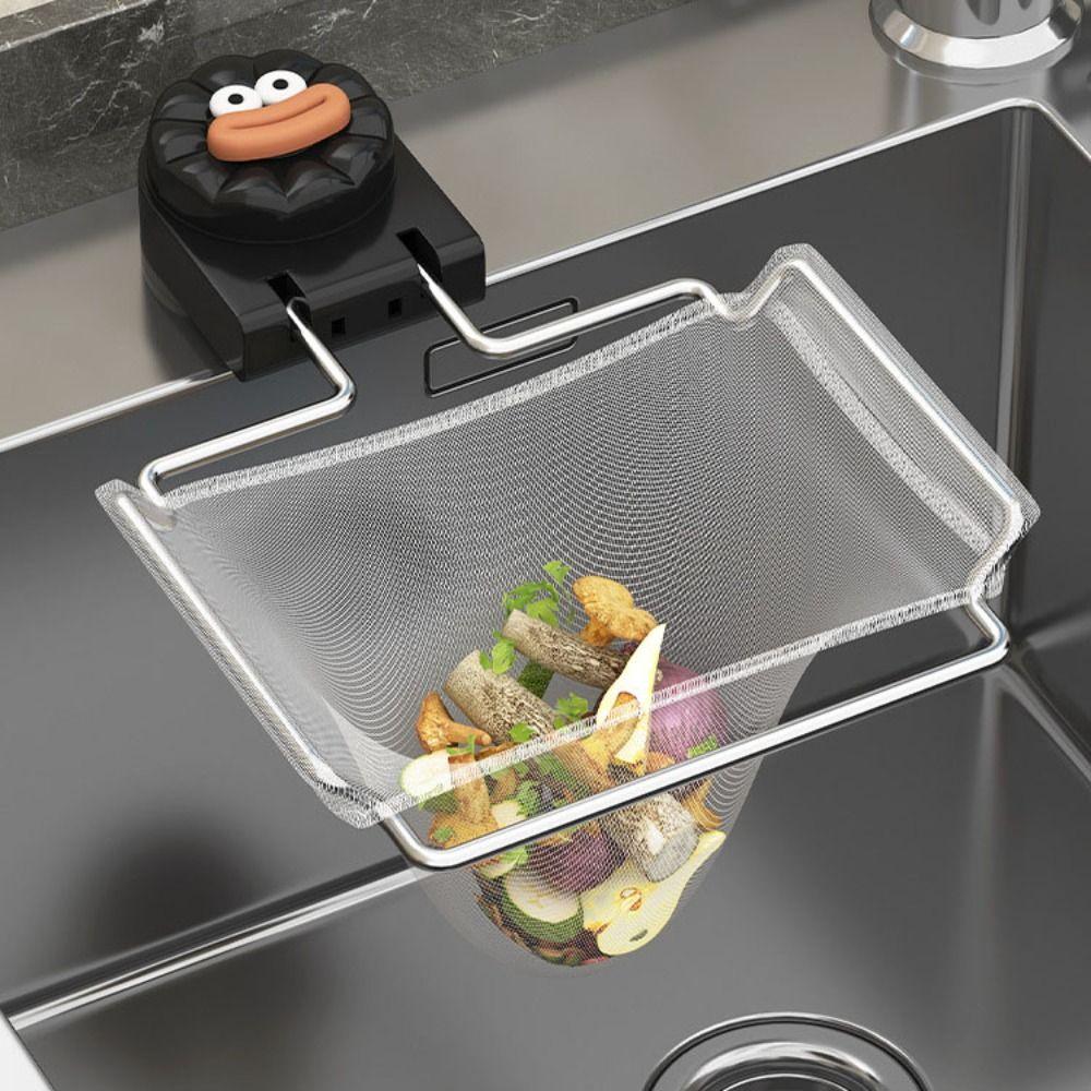 Folded Design Sink Strainer Basket With Disposable Filter Mesh Garbage Drain Rack  Waste