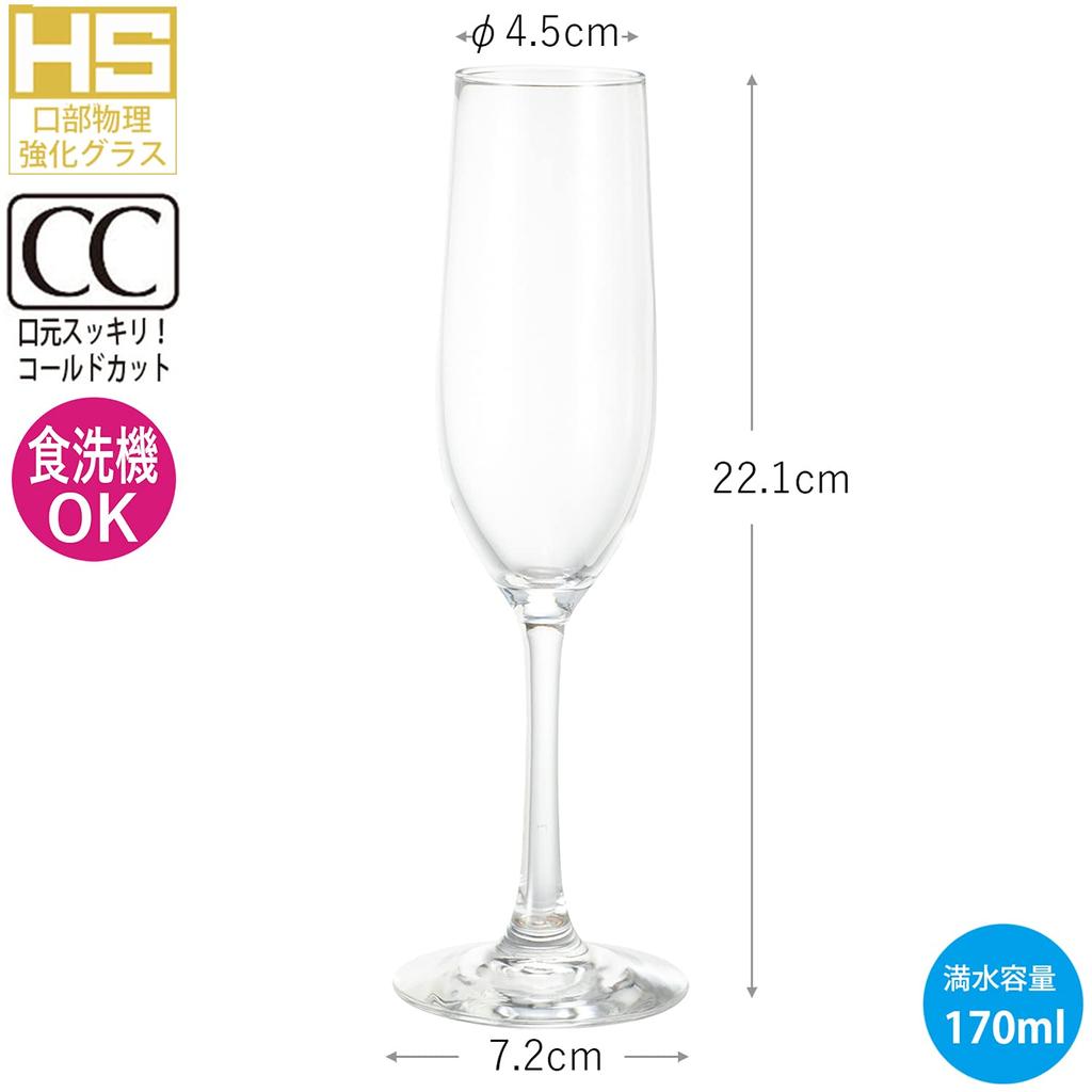 Toyo Sasaki Glass Champagne Reception Flute Champagne Made In Dishwasher Champagne 30K54HS Glass, Glass, 170ml, Japan, Safe, Break-Resistant, Glass,