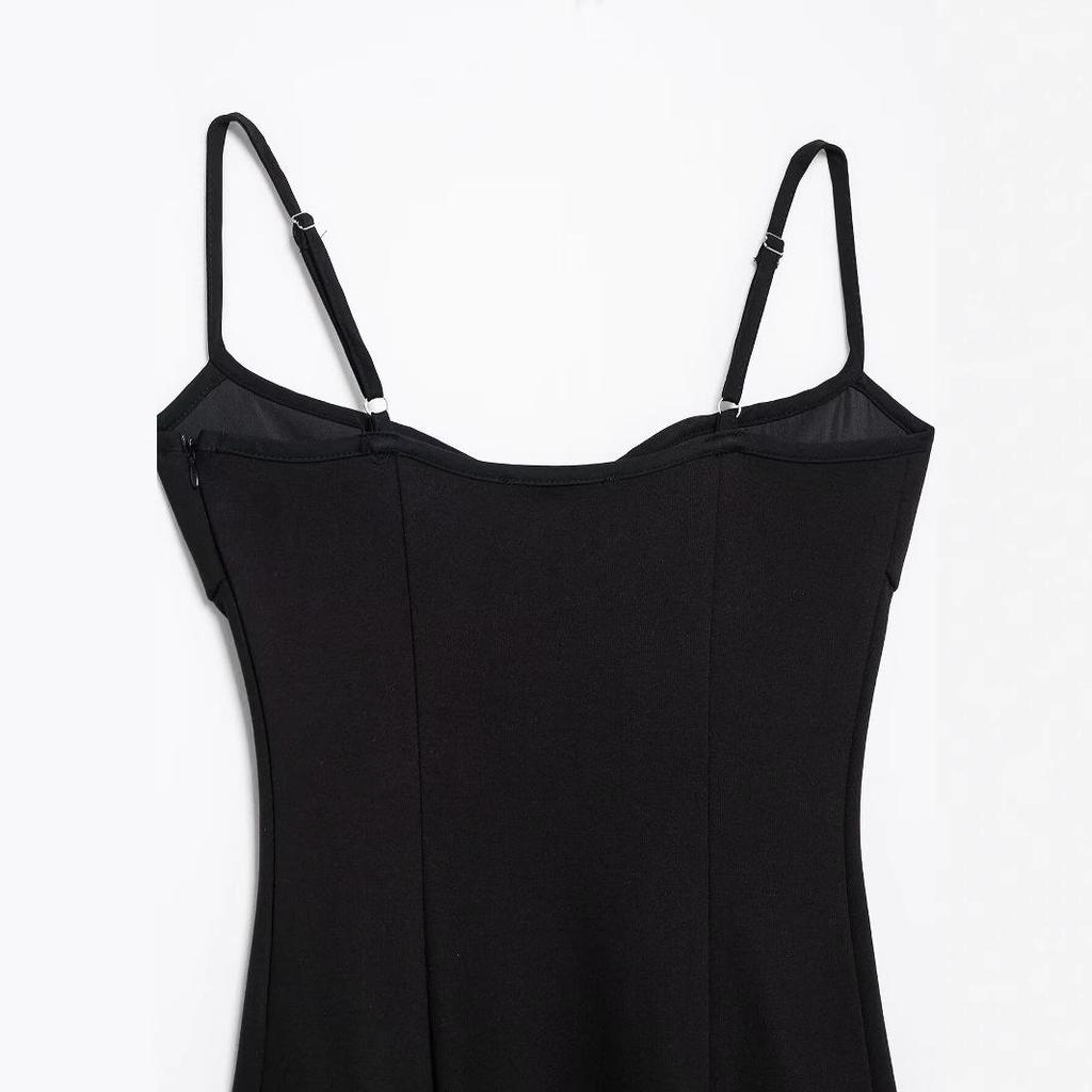 Rochie Slim cu Bretele cu Blocuri de Culoare Stil European și American pentru Femei, Primăvara 2025