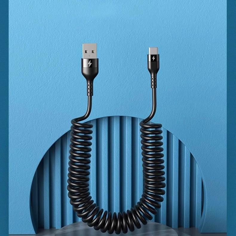 6A Ultra-Fast Charging Retractable Type-C Cable for Apple & Huawei - Car & Motorcycle Compatible