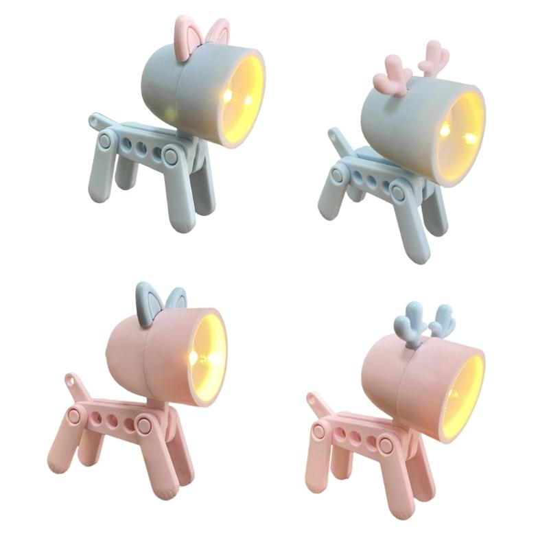Novelty Dog Shape LED Desk Lamp Reading Light Featuring Adjustable Head and Flexible Limbs Plastic Texture for Reading