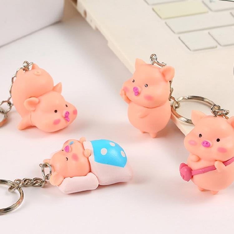 Pack Of 7 Pig Keychains Animal Keyring Pendant Colorful Bag Charm Accessory Wallet Handbag Ornament for Women Girls