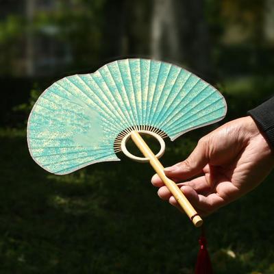 Éventail Rond Ginkgo Double Face Exquis Portable Ventilateur en Papier de Riz Ventilateur Rond Chinois Vintage Calligraphie Peinture