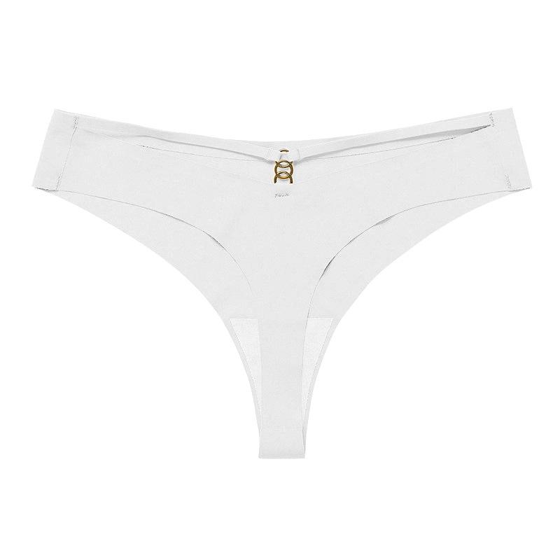 Seamless Ice Silk Thong Yoga Underwear, Plus Size, T-Back with Metal Ring