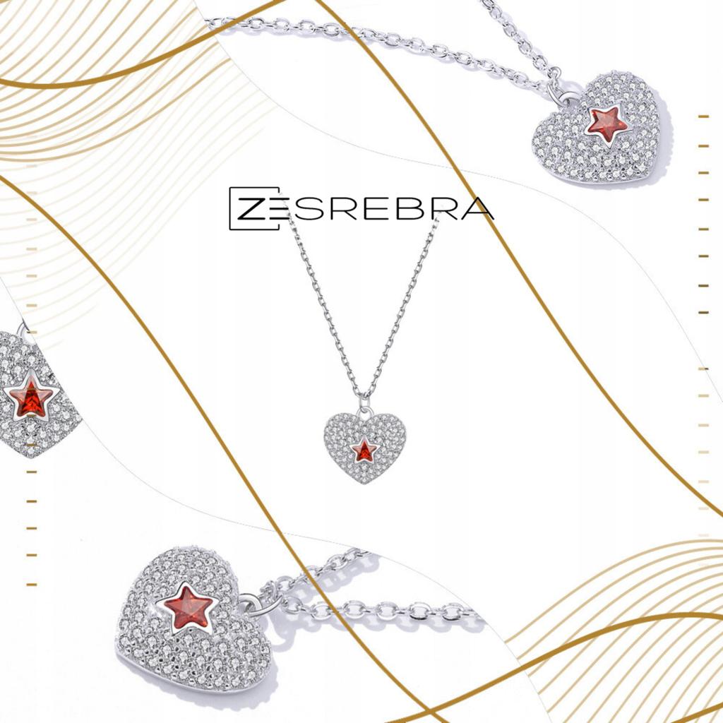 Chain Pr 925 Heart With Cubic Zirconia Crystal Heart Star