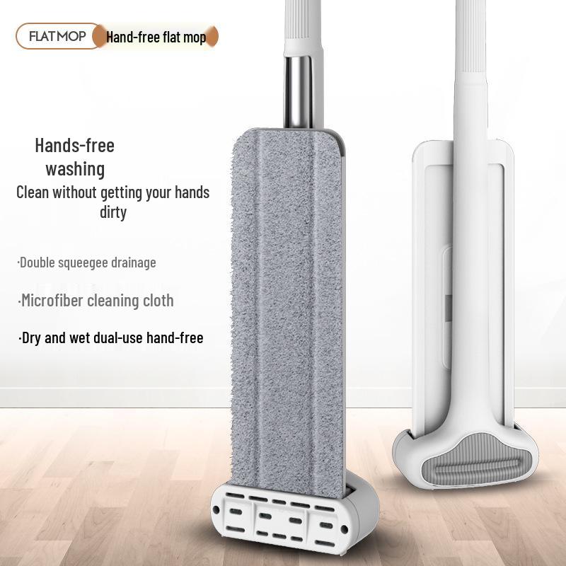Foldable Flat Mop & Bucket - Hands-Free Washing System