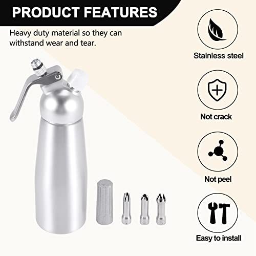 Dovhmoh Professional Whipped Cream Dispenser, Stainless Steel, 500ML Capacity, Canister, Homemade Whipped Cream Maker