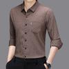 Smooth Anti-pilling Mulberry Silk Men's Long-sleeved Shirt Spring and Autumn New Striped Shirt No Ironing