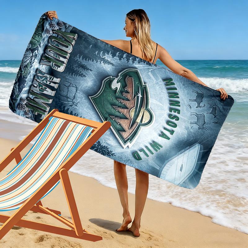 Name Custom Minnesota wild Print Beach Towel, Large Soft Quick Dry Towel for Beach Camping Swimming