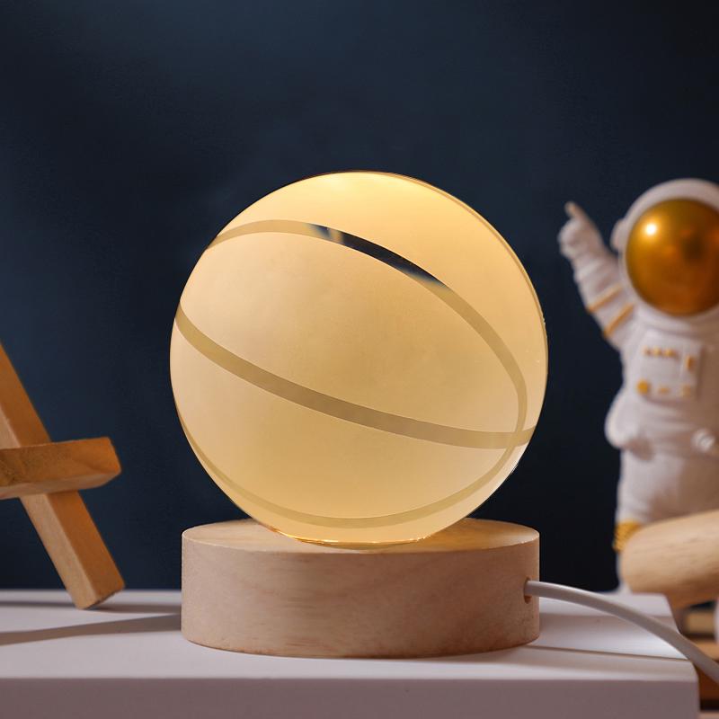 Crystal Ball Night Light - Football & Basketball Theme Desktop Ornament, Perfect Birthday Gift for Boyfriend