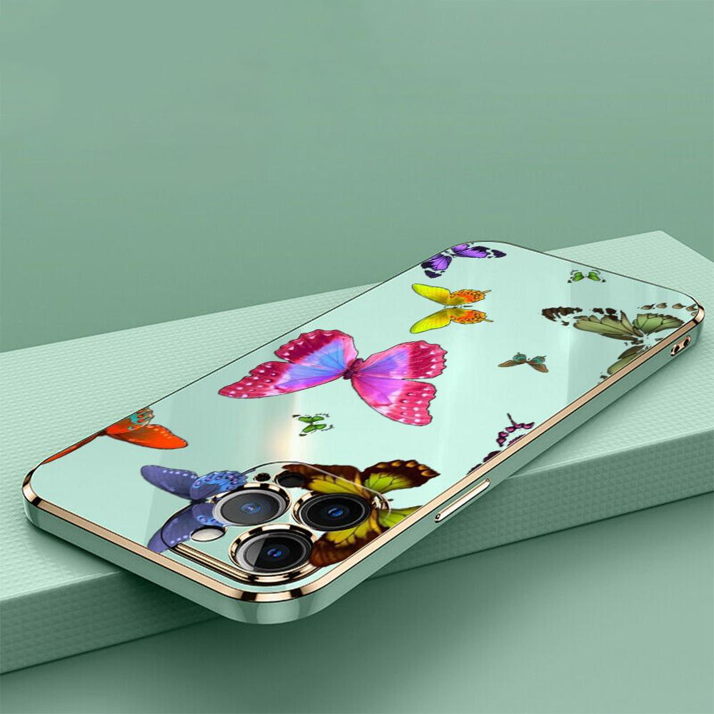 N76 Butterfly Plating Edge Soft TPU Phone Cases for Samsung A54 A13 A14 S24 Plus S23 Ultra S20 S21 FE A55 A05 A52s Shockproof Cover