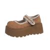 [Yushilai] Retro Style Platform Loafers Women's Spring 2025 New Sweet One-word with Casual Single Shoes
