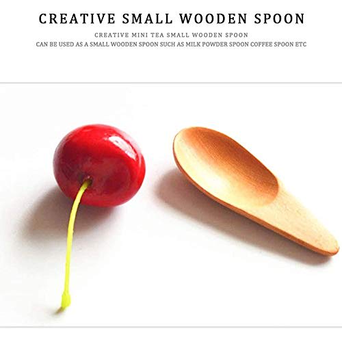 Pelsieur 5-Piece Mini Wooden Condiment Spoon with Short Handles for Coffee, Loose Tea, Milk Powder, Spices, and More