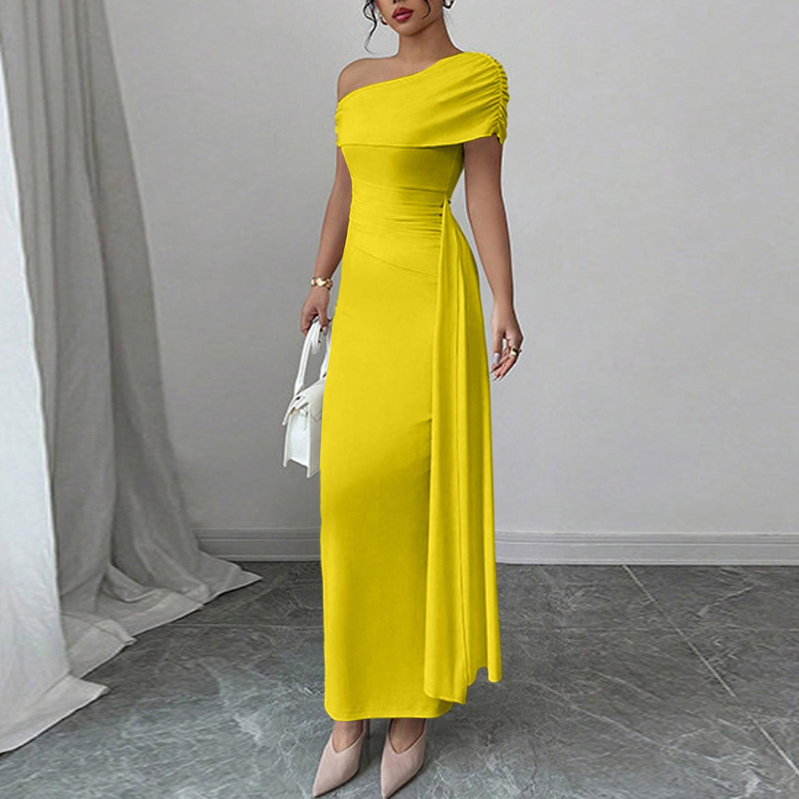 

Женское повседневное модное платье с коротким рукавом в стиле ретро XL жёлтый