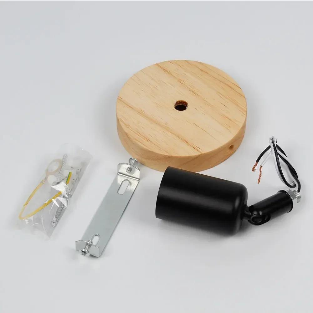 E27 Wooden Wall Lamp Holder Vintage Indoor Home Lighting Decor for Bedroom Dining Table Fixtures for Living Room