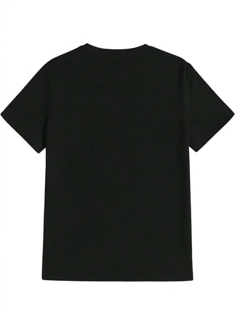 Mens pattern Tshirt  dark gray trendy street style  light summer concert daily wear top breathable fabric machine