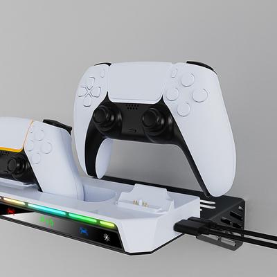 Kovový závěsný stojan nabíječky s duálním ovladačem nabíjecí stanice s držákem na sluchátka pro PS5/PS5 tenký disk a digitální konzole