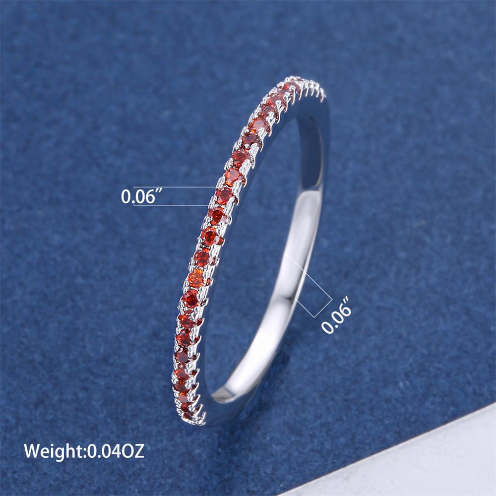 Red Crystal Small Round Stone Thin Engagement Rings For Women Vintage Silver Color Wedding Band Minimalist Stackable Jewelry