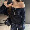 Women S Loose Fit Off Shoulder Long Sleeve T Shirt Casual Basic Top