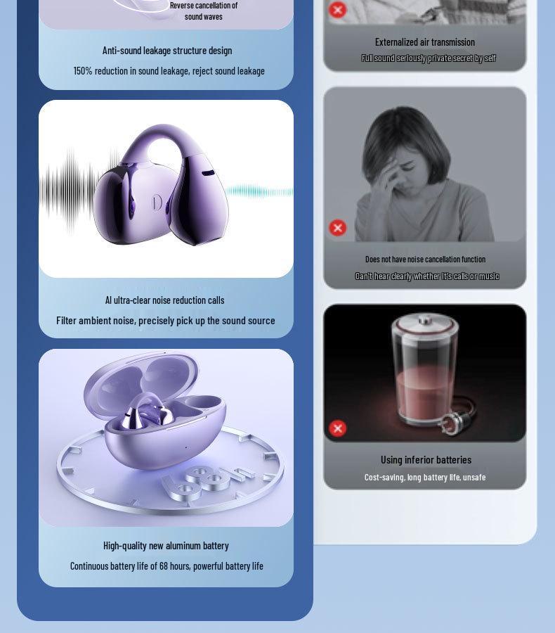 Stylish Clip-on Bluetooth Earbuds with Great Sound Quality, Designed for Girls, and Comfortable for Long Wear