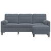 3 Seater Velvet Sofa with Footstool Dark Grey 180 Cm