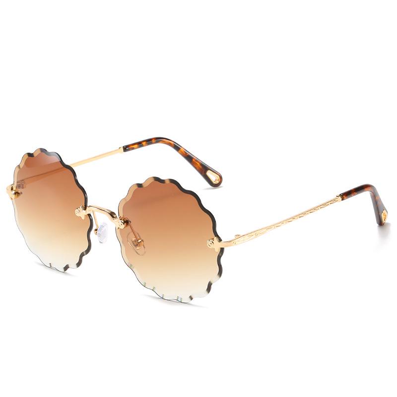 

Frameless Sunglasses Women S Trimmed Sunglasses Women S Flower Sunglasses Color Ocean Sheet Sunshades 5508 spot коричневий