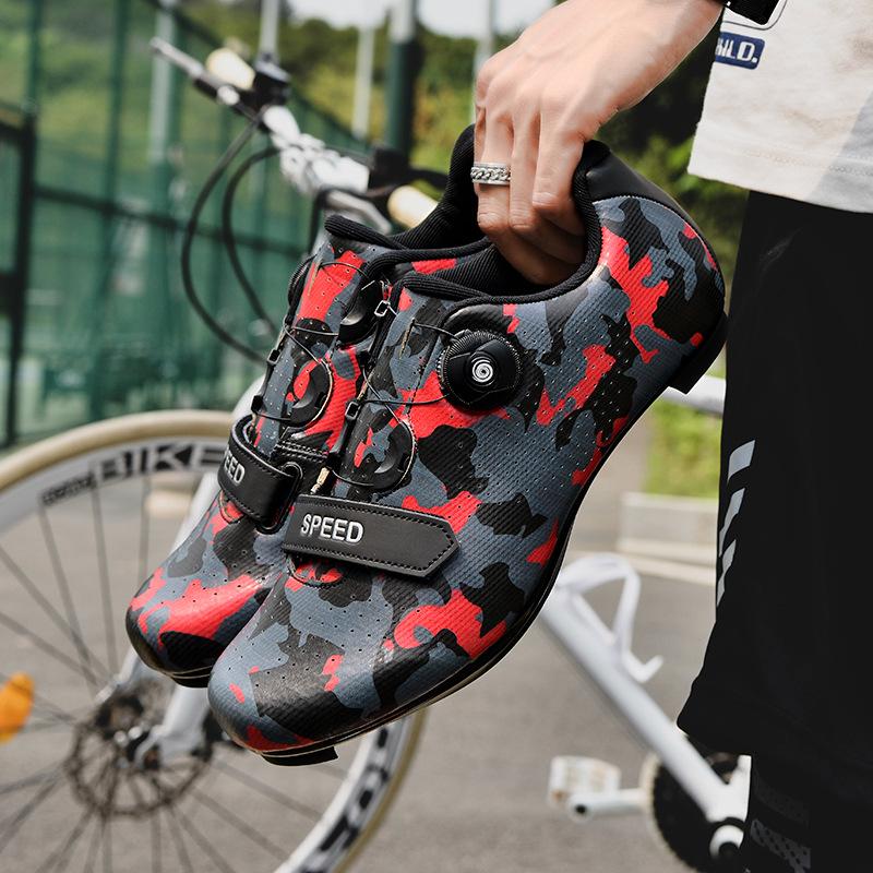 3348 Cycling Shoes Rotating Buttons No Lock Mountain Road Men's Women's Large Camouflage Couple
