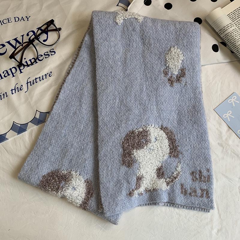 Falling Pool Knitwear: Fluffy 3D Puppy Scarf - Korean Style Unisex Warm Neck Warmer for Autumn/Winter