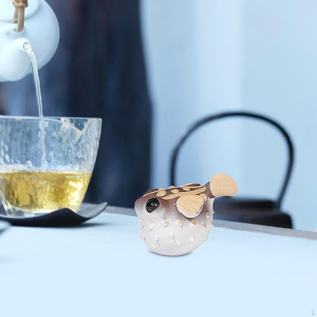 Puffer Statue Te Pet Ornament Collectible Gave for Lovers Håndlaget miniatyr skulptur dyr
