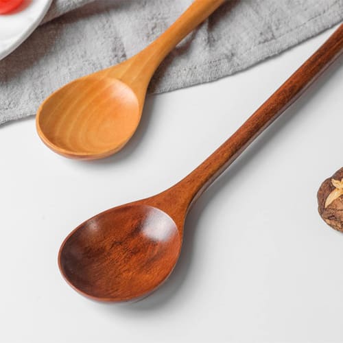 SITEDAN Long Spoons (2-Piece Set), Wooden Spoons with Long Handles, 33cm Long, Heat-Resistant, for Stirring, Simmering, and Hot Pots