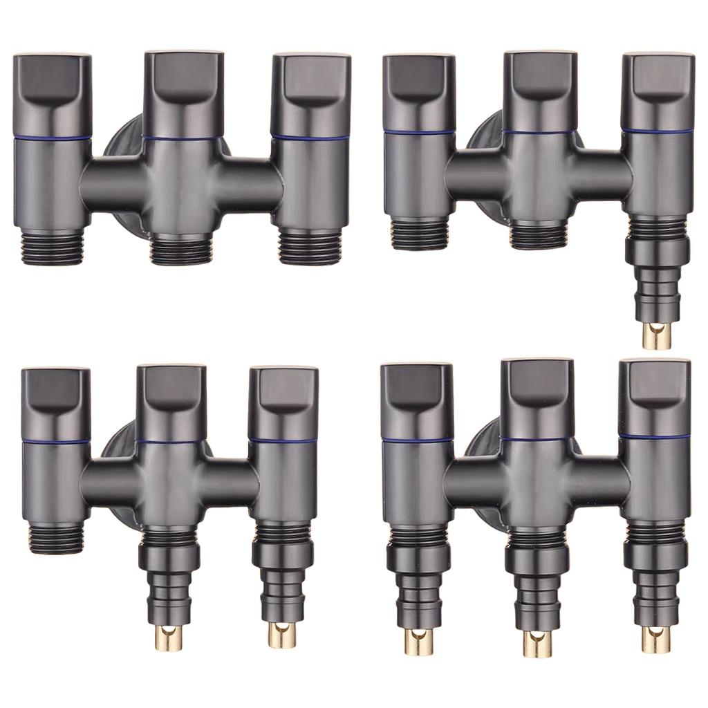 3 Way Water Diverter Valves Steel Quick Connect Splitter Versatile 3 Way Water Distributor for Kitchen Bathroom Garden