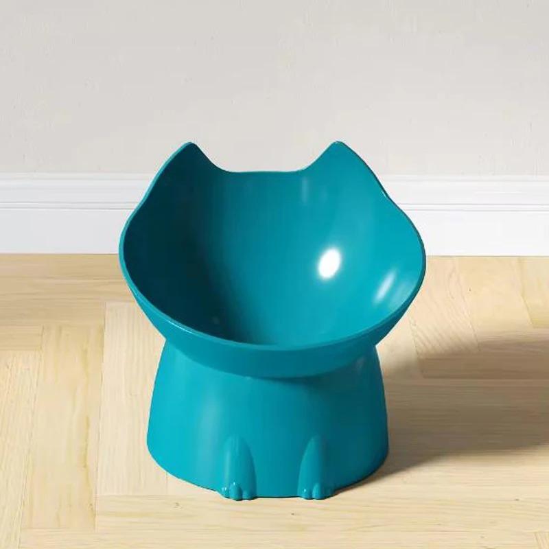 

Long Ears High Feet Cat Bowl - Plastic Raised Pet Bowl with Neck Protection Anti-overturning, for Cats Dogs Comfortable Feeding синий