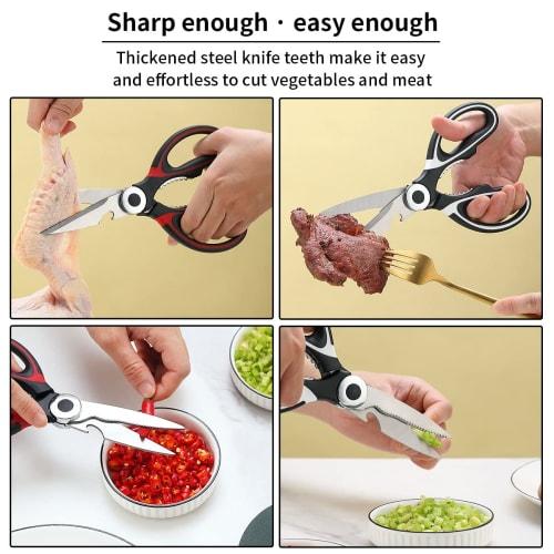 Evanda Kitchen Scissors, Set of 2, Stainless Steel, for Meat, Chicken Bones, Vegetables, and Fish, Multi-Purpose Scissors, Dishwasher Safe, Easy To Cl