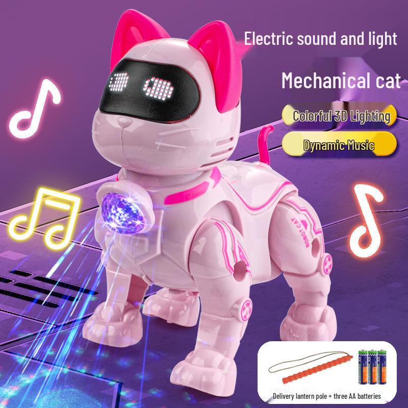 Cross-Border Electric Walking & Singing Robot Cat Toy with Lights for Kids
