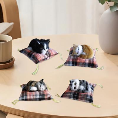 Simulation Katze Puppe Plüsch Spielzeug Mini Realistische Schlafende Kätzchen auf Matte Figur