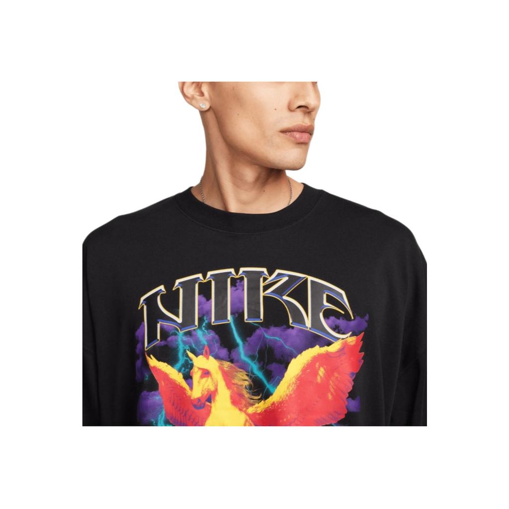 Nike Sportswear Letter Print Pattern Loose Fit Round Neck Short Sleeve T-Shirt Men Tops Black FJ1089-010