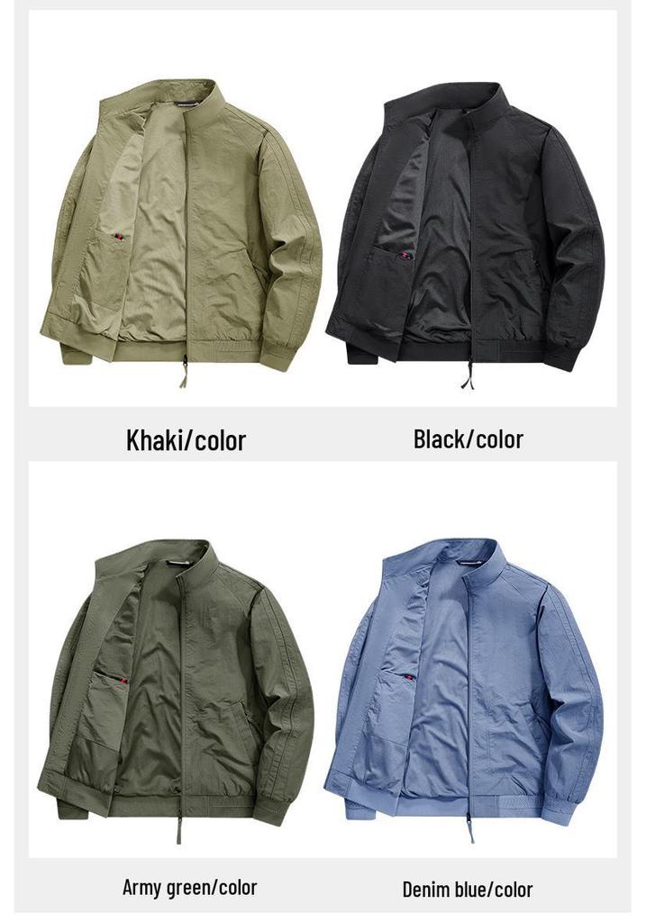 Men's Cross-Border Business Casual Windproof Stand-Up Collar Loose Jacket for Spring and Autumn