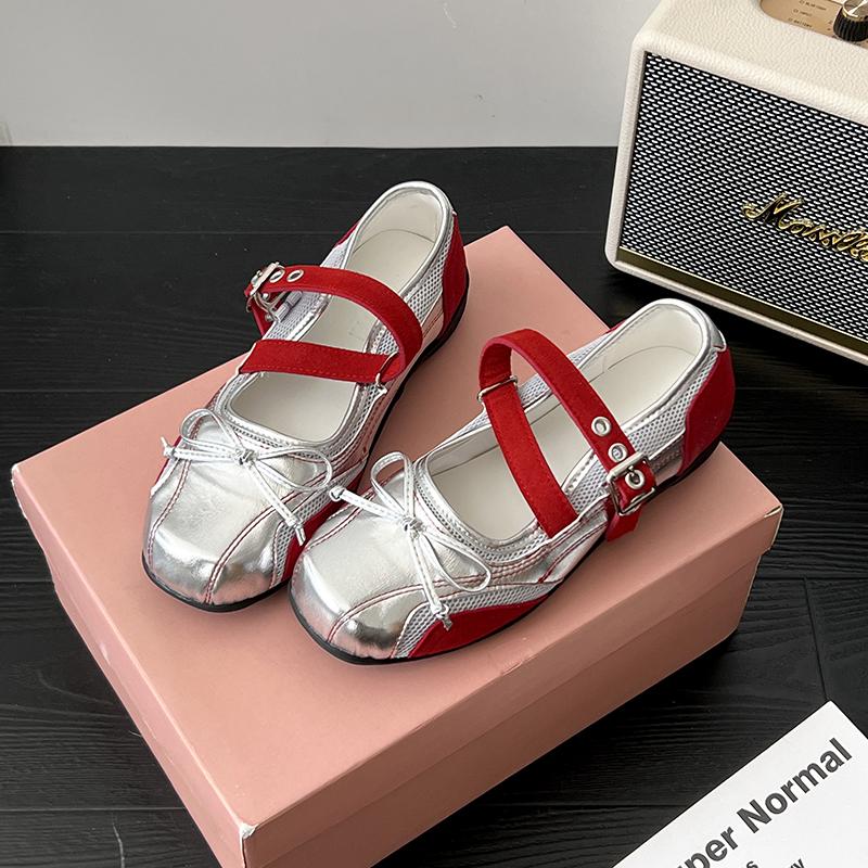 

Fashion Fashion Square Toe Ladies Mary Janes Flats Shoes Female Buckle Strap Footwear Shallow Women Flats Lolita Shoes 2025 Autumn 35 красный