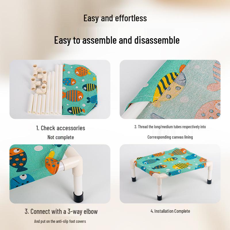 Foldable Pet Bed: Summer Cooling, Off-Ground, Moisture-Proof, Washable & Breathable for Cats and Dogs