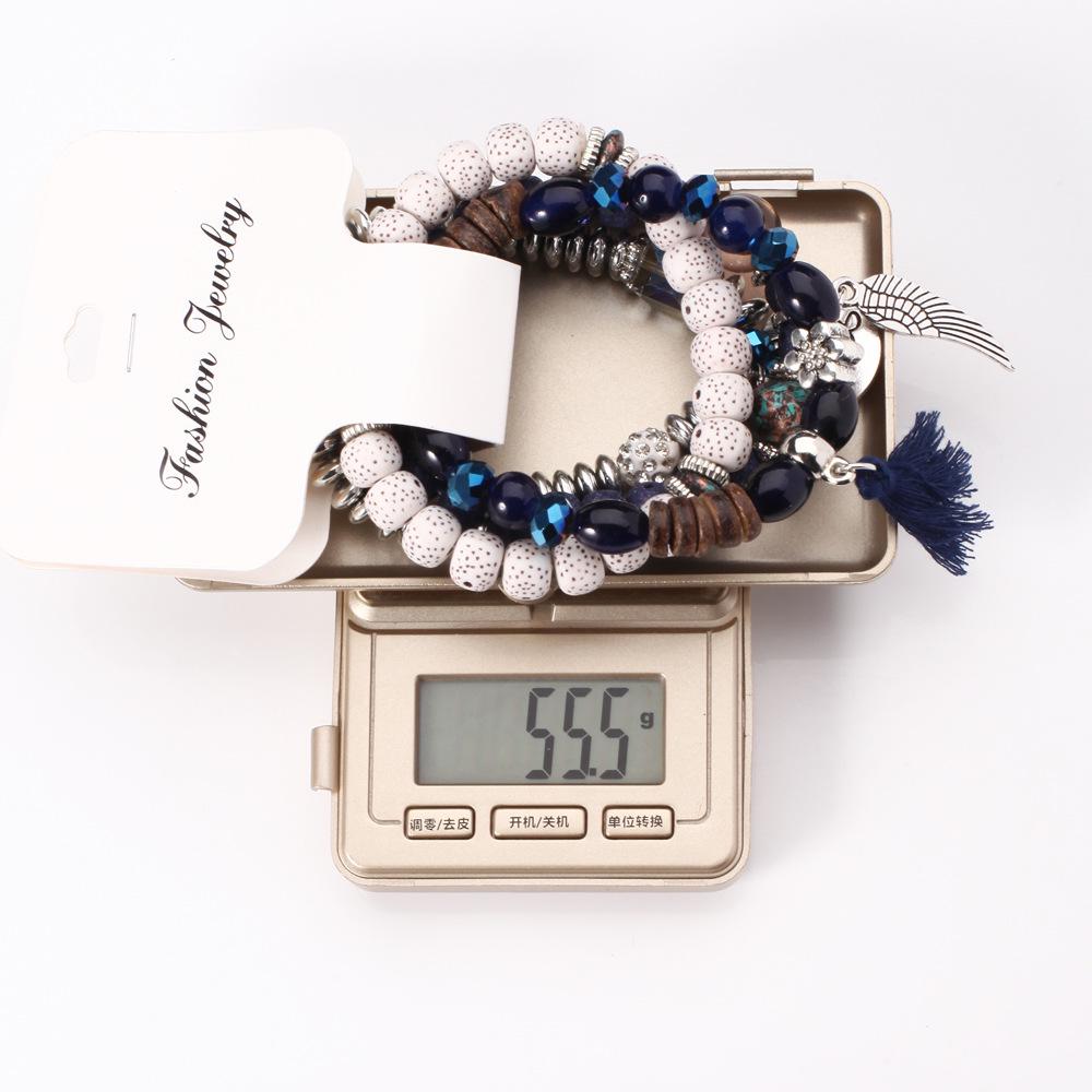 LUXY MOON 4PC I Love You Naturstein Krystall Bohemia Perler Flerlags Armbånd Dame Smykker