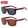 2pcs Sets Classic Sunglasses Men Women Polarized Sun Glasses Retro Square Driving Fishing Shades UV400 Glasses Outdoor Eyewear