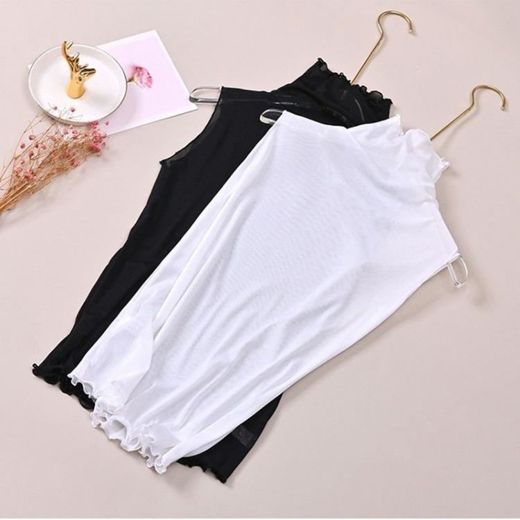 Fashion Sexy  Sleeveless Lace and Mesh Bottom Top with High Neck for Women